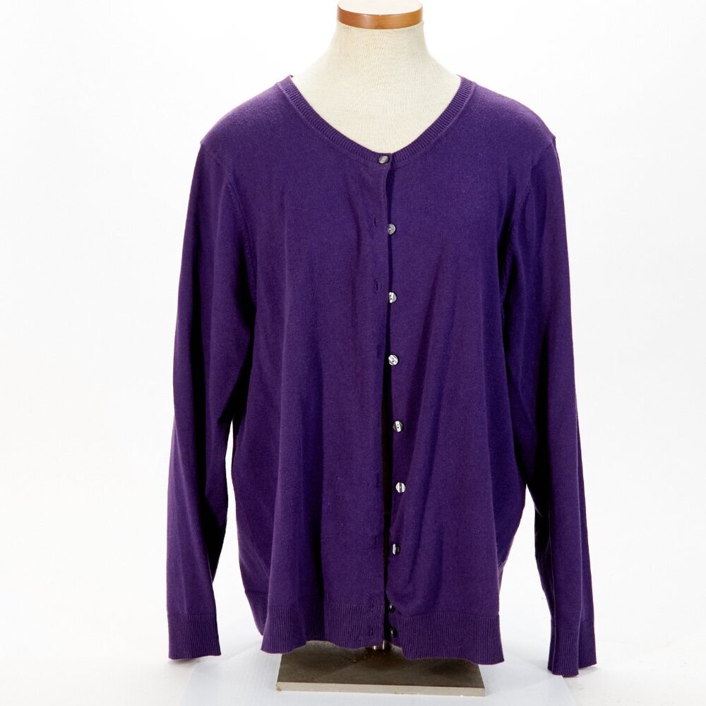 Plus-Size Purple Cardigan Sweater